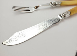 1800s Victorian Cutlery Bone Steel Knife Fork Set Rustic Civil War Reenacting - £15.17 GBP
