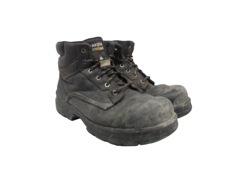 DAKOTA Men&#39;s 6&#39;&#39; 877 STEEL TOE STEEL PLATE Work Boots Black Size 10M - $28.49