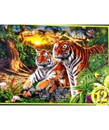 Jigsaw Puzzle w/Poster JUNGLE PRIDE 500 Pc GLOW IN DARK/HIDDEN PIC Maste... - $14.24