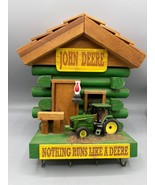 Vtg John Deere Log Cabin Tractor Wall Key Holder Hooks Decor Log Cabin - $12.09