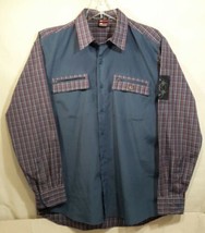 Vintage Bugle Boy Shirt Mens M Green Plaid L/S Button Down Retro Zip Poc... - £16.91 GBP