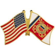 American &amp; U.S. Coast Guard Flags Pin 1 1/4&quot; - £7.94 GBP