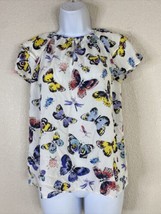 Old Navy Womens Size XS Butterfly &amp; Bugs Blouse Short Flutter Sleeve - £5.74 GBP