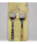 Karen Rossi Collection Serving Utensils Salad Spoon Fork Fruit Flowers - $14.26 CAD