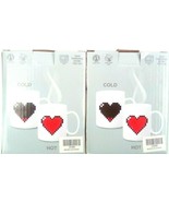 2 Hot Cold Heat Sensitive Color Changing Pixel Heart Morphing Mug Microw... - £15.87 GBP