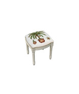 123 Creations Palm Tree Needlepoint Upholstered Vanity Stool Antique White - €238,75 EUR