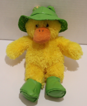 Mary Meyer Plush Stuffed Duck Yellow Bean Filled Green Rain Boots Frog Hat 10 in - £9.30 GBP