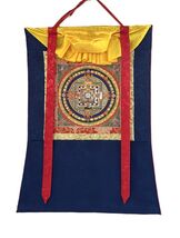 KALACHAKRA MANDALA ORIGINAL TIBETAN THANGKA/ THANKA PAINTING  WITH SILK ... - $2,532.70 MXN