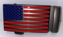 American Flag Belt Buckle Brushed Nickel Ratchet Patriotic USA NWOT - £18.84 GBP