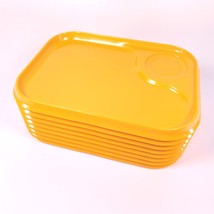 ✅ Set 8 Vintage Lunch Snack Tray Mid Century Modern Yellow Plastic LTD Chicago ^ - £15.59 GBP