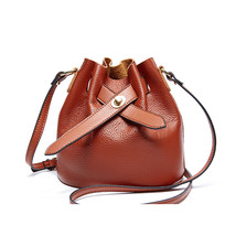 Factory Wholesale Women Bucket Bag Mini Cowhide Leather Crossbody Bag Casual Dra - £45.67 GBP