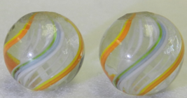 #18956m Nice Vintage Pair of Same Cane German Handmade Marbles .67 Inches Mint - £59.75 GBP