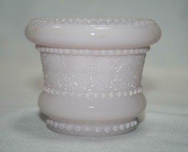 St Clair Glass Beaded Holly Light Pink Slag Glass Toothpick Holder  #2512 - £25.57 GBP