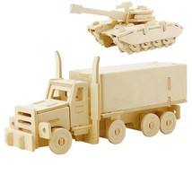 Robotime 3D Wooden Puzzles for kids Educational DIY Model Craft Kit - Truck Tank - £9.73 GBP