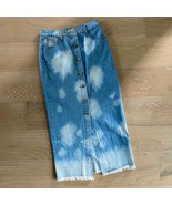 SHEIN Bleached Denim Frayed Hem Long Skirt Button Down Small EUC - £15.28 GBP