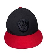New Era 59Fifty Men&#39;s Hat MLB Basic Milwaukee Brewers &quot;Glove&quot; Black Fitt... - $16.83
