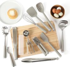 Calphalon Edge 11 PC Stainless Steel Kitchen Tools Set Taupe New - $59.95