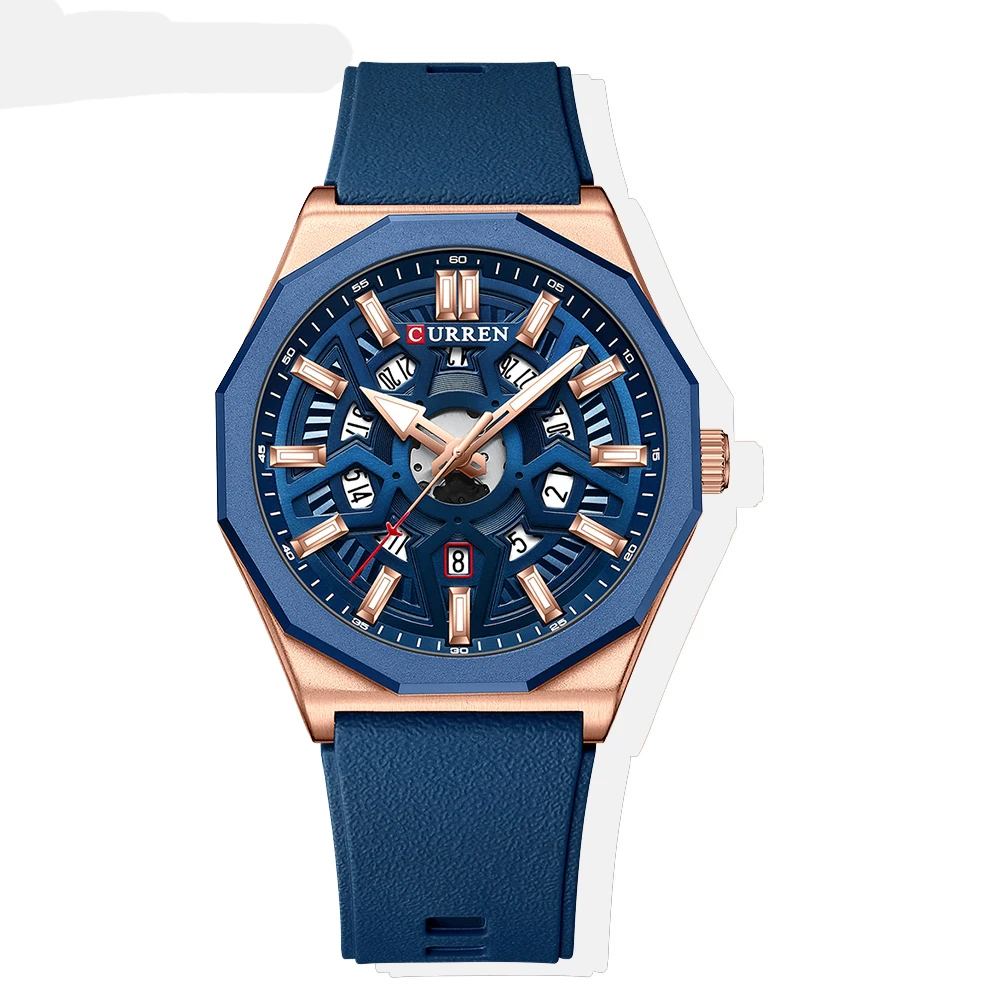 Fashion Creative Design Watches Men Quartz Silicone Strap Date Wristwatc... - £31.13 GBP