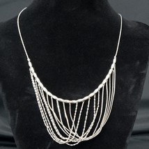 Multi-tiered Festoon Chain Chocker Silvertone Necklace 1950s style - £23.14 GBP