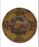 Elephant Resin Decorative Plate Woven India Decor Palm Trees Island Bamb... - $70.50 CAD