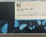 HP 91 Light Gray Ink Cartridge C9466A DesignJet Z6100 Genuine Sealed Ret... - $89.98