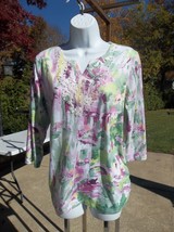 Nwot Alfred Dunner Purple Green Cottage Print Top M - £15.71 GBP