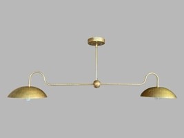 2-Licht-Anhänger Mid-Century Modern Rohmessing Kronleuchter Deckenleuchte - £289.66 GBP