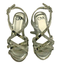 Chelsea Moreland Toddler Girls Wedge Sandals Size 7M Silver Glittery Party - £13.94 GBP