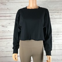 CIRCUS NY Blouson Sleeve Crop Sweatshirt, Black NWT MEDIUM - £9.03 GBP