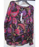 RALPH LAUREN Blouse Shirt Top Silk Look 100% Poly Floral Size S MSRP $109 - £30.77 GBP