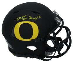 Bo Nix Autographed Oregon Ducks Black Mini Speed Helmet Beckett - £181.35 GBP