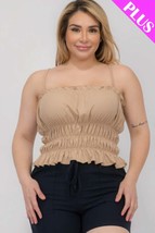 Women&#39;s Latte Plus Size Tiered Shirred Body Crop Top - £16.80 GBP