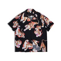 Maden 2022 Hot Sale Hawaiian Style Short Sleeve T-shirt  Tiger Printed Loose Men - £157.93 GBP