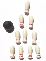 Dollhouse Miniature Bowling Set Ball and 10 Pins wooden Bowling Equipment Sports - £6.38 GBP