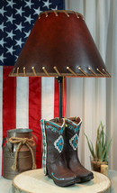 Western Aztec Tribal Patterns Cowgirl Cowboy Boots Table Lamp With Laced Shade - £48.08 GBP