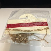 Carisma Women&#39;s Red and Gold Tone Chain Choker Necklace Fashion Statemen... - $5.00