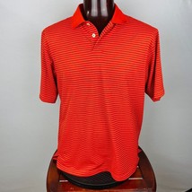 Adidas Climalite Orange Striped Men&#39;s L Large Short Sleeve Pullover Polo... - $17.99