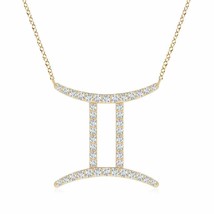 ANGARA Diamond Gemini Zodiac Sign Pendant Necklace in 14K Gold (GVS2, 0.18 Ctw) - £883.99 GBP