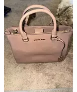 Michael Kors Light Pink Satchel Top Handle Bag with Zipper Logo Charm - $40.00