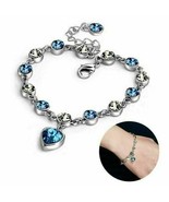 9Ct Simulated Round &amp; Heart Topaz Diamond Bracelet 14k White Gold Plated... - $247.49