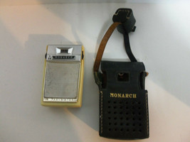 Vintage Monarch 6 Transistor Radio w Original Leather Case and Ear Phones P&R - $49.45