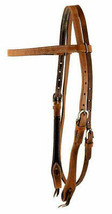 Western Saddle Horse Harness Leather Browband Bridle Headstall Med Brown - £23.02 GBP