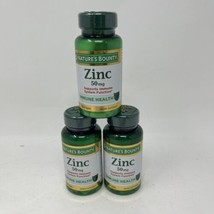 3x-Nature&#39;s Bounty Zinc 50 mg 100 Caplets Immune System Support Health NEW - £12.56 GBP