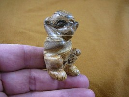 (Y-MON-708) tan brown MONKEY APE gemstone carving figurine love CHIMPANZ... - $17.53