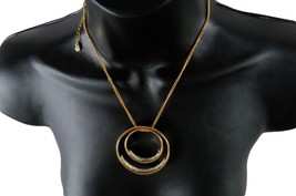 Thalia Sodi Gold-Plated Pavé Double Circle Pendant Necklace - £11.58 GBP