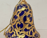 Lenox Enamel Cloisonne 3&quot; Bell Christmas Tree Ornament Blue w/ Gold VTG ... - $19.75