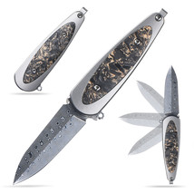 Sitivien ST228 Folding Knife, Damascus Steel Blade, Copper Platinum Handle - £77.67 GBP