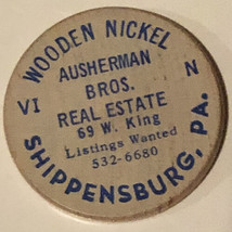 Vintage Ausherman Bros Real Estate Wooden Nickel Shippensburg Pennsylvania - $4.95