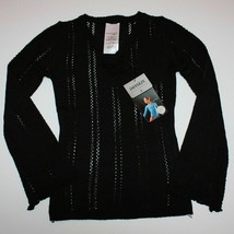 Danskin Ballet Dance Black Cover Up Pointelle Sweater Child I 6X 7 NWT - $15.99