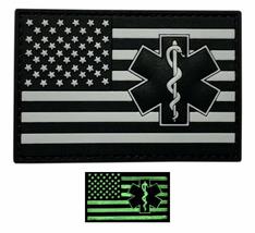 Medic Emt Ems Usa Flag Patch (3D Pvc -Glow Dark-3.0 X 2.0-MU1) - £7.17 GBP